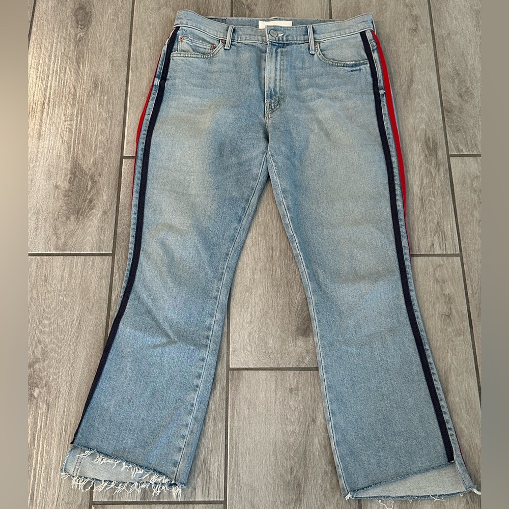 Mother Superior Jeans Women’s 30 The Insider Crop Step Fray Thanks Again Racer